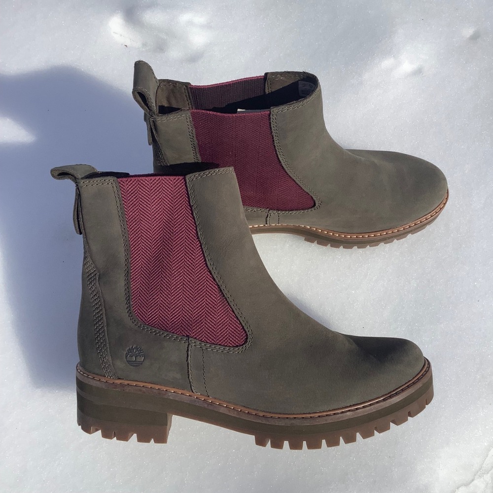 Timberland Women's Waterproof Leather Chelsea Boots Olive Green Size‎ 9.5